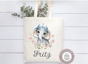 Tasche Elefant Cappy Wechselwäsche Wechselkleidung (personalisiert) für Kindergarten  Wunschname KITA Kindergarten Einschulung Lüttentüddel®